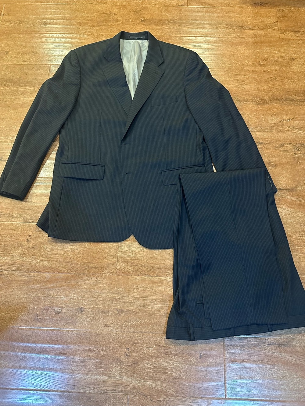 Aquascutum London Black Pinstripe Two-Piece Suit